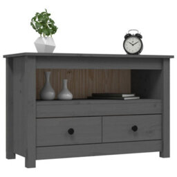 Berkfield Modern Tv Cabinet Grey 79X35X52 Cm Solid Wood Pine - thumbnail 4