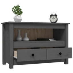 Berkfield Modern Tv Cabinet Grey 79X35X52 Cm Solid Wood Pine - thumbnail 5