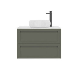 Royal Bathrooms Royal Bathroom Elmore 800mm Matt Green Wall Mounted Countertop Bathroom Vanity Unit 2 Drawer With Milan Basin - thumbnail 7