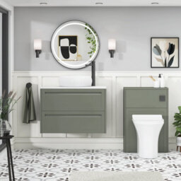 Royal Bathrooms Royal Bathroom Elmore 800mm Matt Green Wall Mounted Countertop Bathroom Vanity Unit 2 Drawer With Milan Basin - thumbnail 5