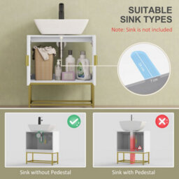 Wyld Haus Fimiro Under-Sink Bathroom Cabinet With U-Cutout Double Doors And Gold Tone Legs, 60 X 30 X 65Cm - thumbnail 4