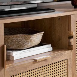 Rattan Tv Entertainment Unit Curved Oak Cabinet Birlea Sark - thumbnail 4