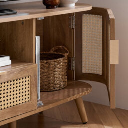 Rattan Tv Entertainment Unit Curved Oak Cabinet Birlea Sark - thumbnail 3