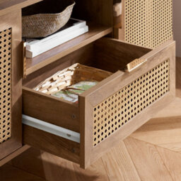 Rattan Tv Entertainment Unit Curved Oak Cabinet Birlea Sark - thumbnail 5