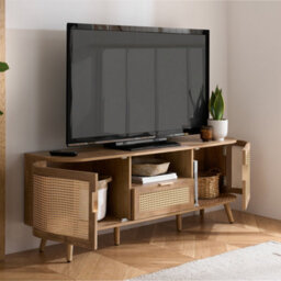 Rattan Tv Entertainment Unit Curved Oak Cabinet Birlea Sark - thumbnail 2