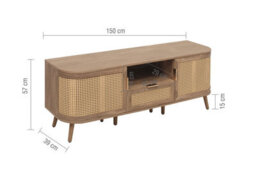 Rattan Tv Entertainment Unit Curved Oak Cabinet Birlea Sark - thumbnail 9