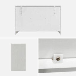 Sweeek - White Wood Effect Several Niches 6 Compartment Organic Sideboard Low Buffet Thessa 120Cm - thumbnail 3