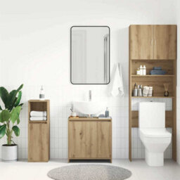 Berkfield Durable Bathroom Sink Cabinet Artisan Oak 60X33X60 Cm Engineered Wood - thumbnail 4
