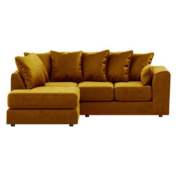 Furnishings For Less UK Brooklyn Plush Velvet 3 To 4 Seater L Shaped Corner Sofa Foam Gold Left Hand Facing - thumbnail 2