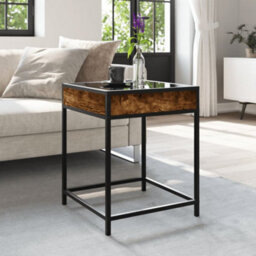 Berkfield Coffee Table With Infinity Led Smoked Oak 40X40X51 Cm - thumbnail 4