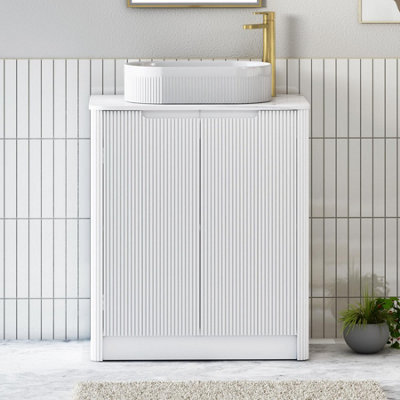 Royal Bathrooms Avenza 700mm Matt White Floor Standing Bathroom Vanity Unit 2 Door With Lyon Basin - image 1