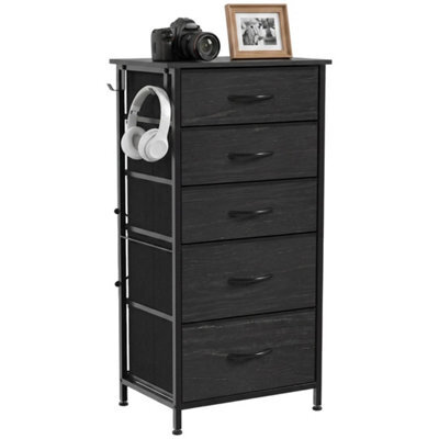 Fabric Chest Of Drawers, 5 Drawer Dresser For Bedroom, Black - image 1