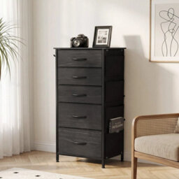 Fabric Chest Of Drawers, 5 Drawer Dresser For Bedroom, Black - thumbnail 5