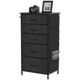 Fabric Chest Of Drawers, 5 Drawer Dresser For Bedroom, Black - thumbnail 3