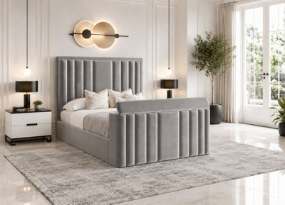 Derwent Tv Bed With Ottoman Gas Lift Storge Silver - image 1