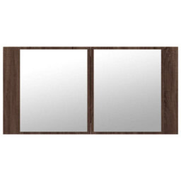 Berkfield Led Bathroom Mirror Cabinet Brown Oak 90X12X45 Cm Acrylic - thumbnail 7