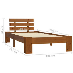 Berkfield Bed Frame Honey Brown Solid Pine Wood 100X200 Cm - thumbnail 7