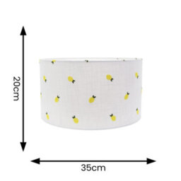 Valuelights Brae Natural White Fabric Lemon Embroidered Medium Drum Lamp Shade And Bulb (D)35Cm - thumbnail 4
