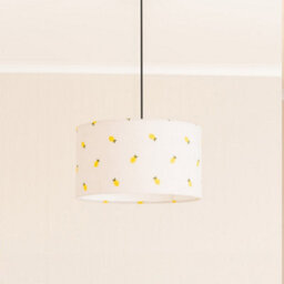 Valuelights Brae Natural White Fabric Lemon Embroidered Medium Drum Lamp Shade And Bulb (D)35Cm - thumbnail 2