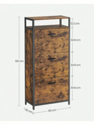 LEDREM Shoe Cabinet, High Shoe Storage Cabinet With 3 Folding Doors, In The Hallway For 12-18 Pairs Of Shoes, Space Saving - thumbnail 8