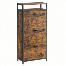 LEDREM Shoe Cabinet, High Shoe Storage Cabinet With 3 Folding Doors, In The Hallway For 12-18 Pairs Of Shoes, Space Saving - thumbnail 3