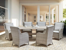 Beliani Garden Dining Table Cascais 200 Cm 105 Cm Metal Taupe - thumbnail 2