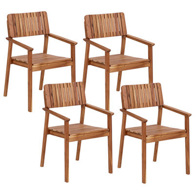 Beliani Set Of 4 Garden Chairs Agello Acacia Wood Brown - image 1