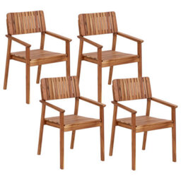 Beliani Set Of 4 Garden Chairs Agello Acacia Wood Brown - thumbnail 1