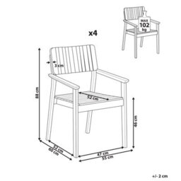 Beliani Set Of 4 Garden Chairs Agello Acacia Wood Brown - thumbnail 3