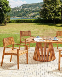 Beliani Set Of 4 Garden Chairs Agello Acacia Wood Brown - thumbnail 2