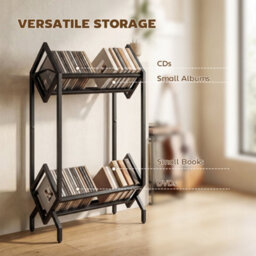 Homcom 50 Cd Storage Rack, 2-Tier Metal Display Rack For Cds, Dvds, Black - thumbnail 5