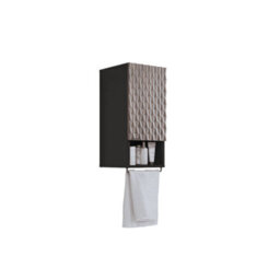 Arte Enzo Floating Bathroom Cabinet 33Cm Black & Oak Catania, Wall-Mounted Slim Storage With Universal Door & Towel Rail - thumbnail 2