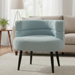 Alivio Blue Sherpa Sofa Chair, Modern Accent Armchair For Living Room, Bedroom, Dining Room & Makeup Vanity, Soft Cushioned Chair - thumbnail 1