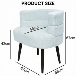Alivio Blue Sherpa Sofa Chair, Modern Accent Armchair For Living Room, Bedroom, Dining Room & Makeup Vanity, Soft Cushioned Chair - thumbnail 7