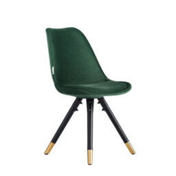 Life Interiors Single Green Sofia Ergonomic Modern Dining Chair Upholstered In Velvet, Metal Legs With Gold End Tips