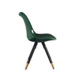 Life Interiors Single Green Sofia Ergonomic Modern Dining Chair Upholstered In Velvet, Metal Legs With Gold End Tips - thumbnail 3