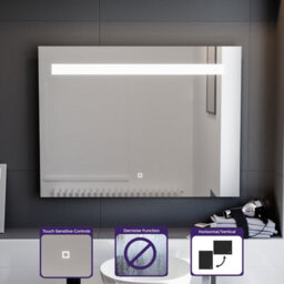 Nes Home 800X600mm Led Bathroom Mirror With Anti-Fog Function, Touch Sensor Switch, Cool White Lighting Vertical & Horizontal - thumbnail 2