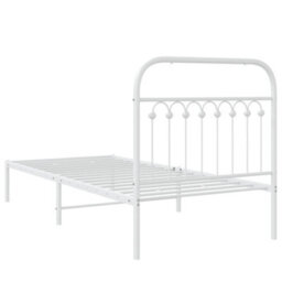 Berkfield Metal Bed Frame Without Mattress With Headboard White 90X190Cm - thumbnail 6
