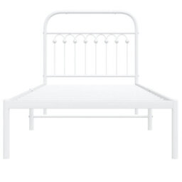 Berkfield Metal Bed Frame Without Mattress With Headboard White 90X190Cm - thumbnail 4