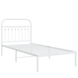 Berkfield Metal Bed Frame Without Mattress With Headboard White 90X190Cm - thumbnail 3