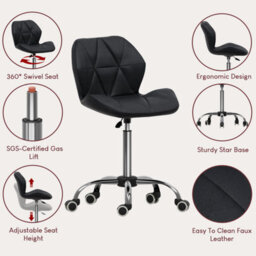 Lassic Vida Designs Geo Black Office Swivel Chair Ukfr Pu Faux Leather - thumbnail 5
