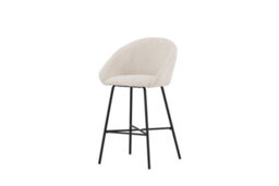 Set Of 2 White Teddy Upholstery Bar Chairs With Black Steel Legs, White Barstools - thumbnail 4