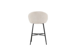 Set Of 2 White Teddy Upholstery Bar Chairs With Black Steel Legs, White Barstools - thumbnail 6