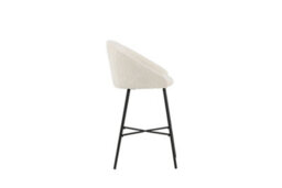 Set Of 2 White Teddy Upholstery Bar Chairs With Black Steel Legs, White Barstools - thumbnail 5