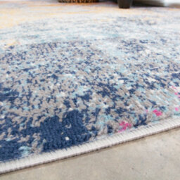 Loomed Navy Blue Ochre Multicolour Distressed Abstract Area Rug 120X170Cm - thumbnail 4
