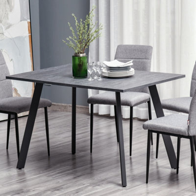 Homcom Modern Rectangular Dining Table With Metal Legs Indoor, Dark Grey - image 1
