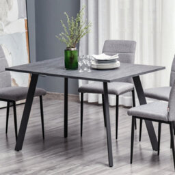 Homcom Modern Rectangular Dining Table With Metal Legs Indoor, Dark Grey - thumbnail 1