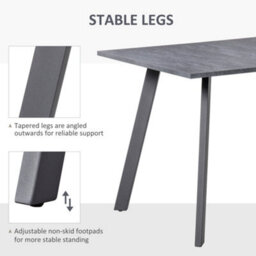 Homcom Modern Rectangular Dining Table With Metal Legs Indoor, Dark Grey - thumbnail 4