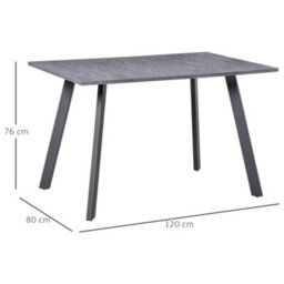 Homcom Modern Rectangular Dining Table With Metal Legs Indoor, Dark Grey - thumbnail 3