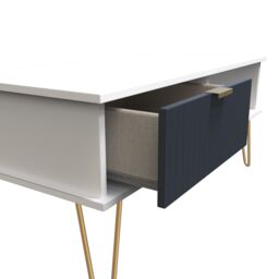 Linear Ready Assembled Matt Indigo & White 1 Drawer Small Coffee Table (H)455mm (W)905mm (D)395mm - thumbnail 6